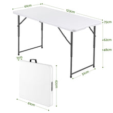 Load image into Gallery viewer, Gardeon 123cm Folding Table Portable Fold-in-Half with Handle Camping Picnic Adjustable Height