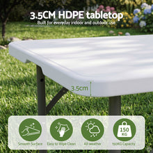 Load image into Gallery viewer, Gardeon 123cm Folding Table Portable Fold-in-Half with Handle Camping Picnic Adjustable Height
