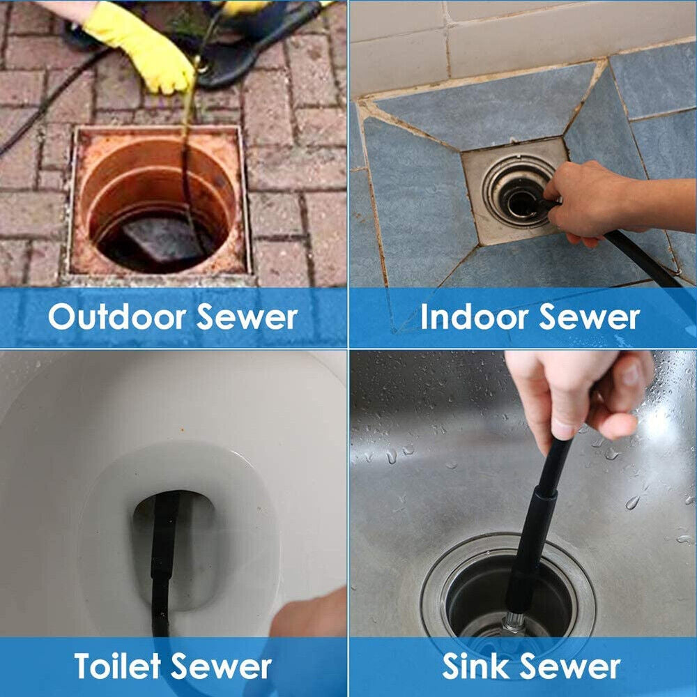 Sewer Jetter Kit for Pressure Washer 49FT Cleaner Hose 5800PSI NPT 1/4 Hose"