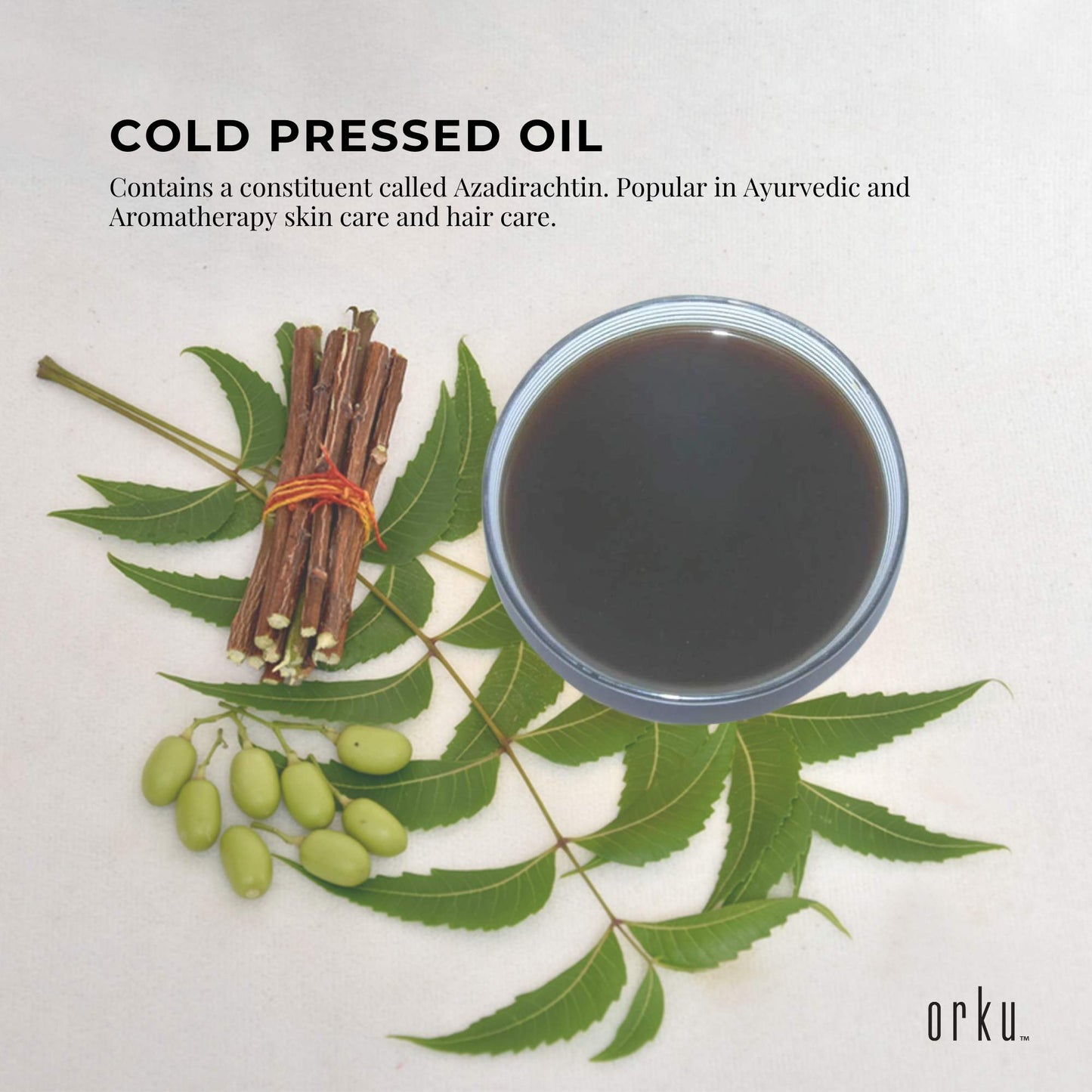 Orku 5L Organic Neem Seed Oil - Debitterised Cold Pressed Azadirachtin Indica