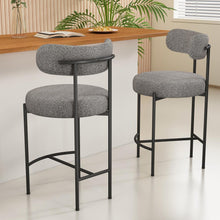 Load image into Gallery viewer, Contemporary Grey Boucle Elsa Low Bar Stools