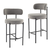 Load image into Gallery viewer, Contemporary Grey Boucle Elsa Low Bar Stools