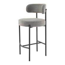 Load image into Gallery viewer, Contemporary Grey Boucle Elsa Low Bar Stools