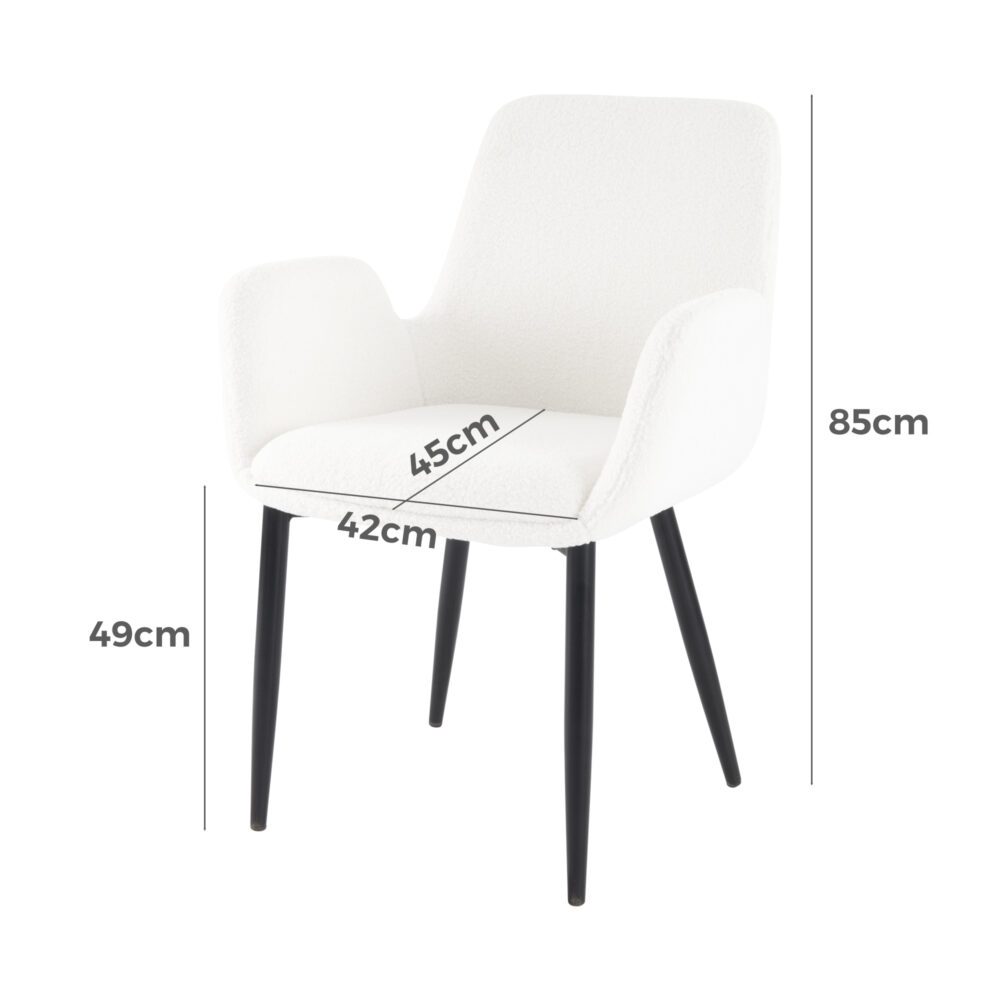 Teddy Fabric Bliss Armrest Dining Chair Ensemble