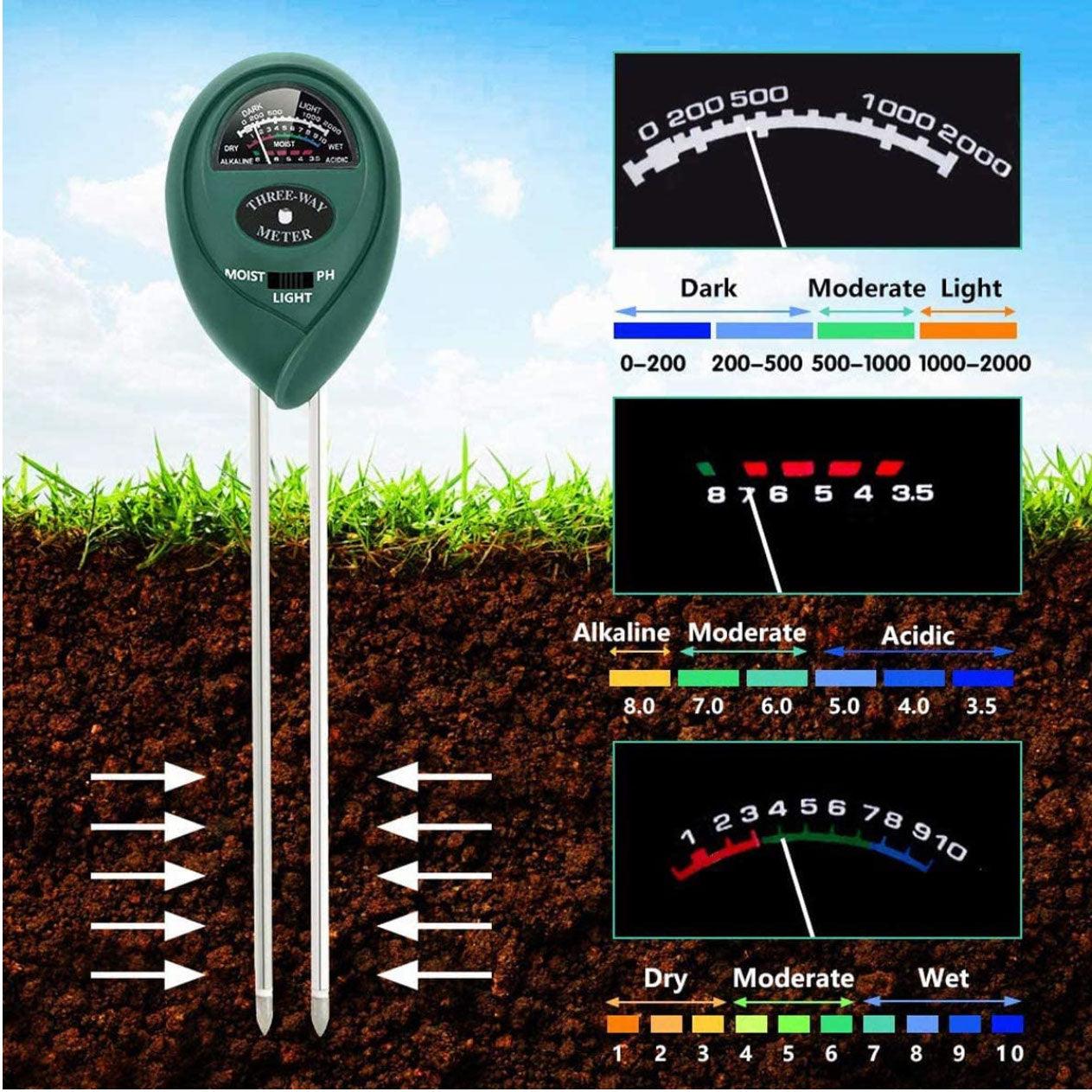 3 In 1 Soil Ph Tester Water Moisture Test Meter Kit For Garden Plant Testing Au-copy