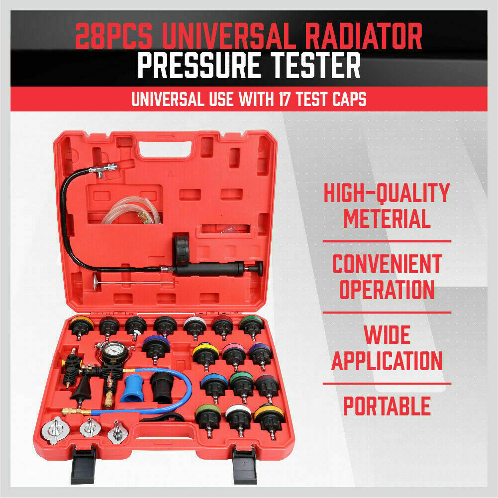 28Pc Radiator Pressure Test Set Cooling System Leaking Check Refill Vacuum Tool-copy
