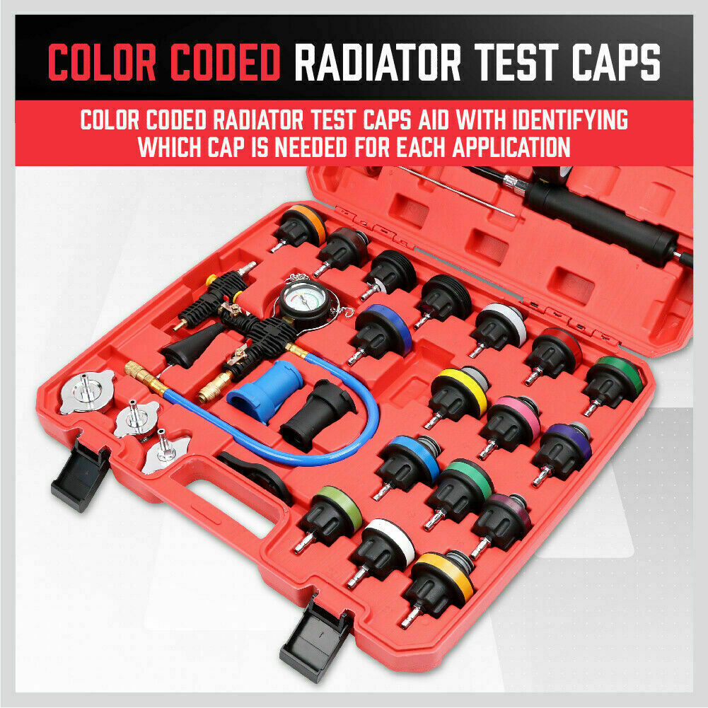 28Pc Radiator Pressure Test Set Cooling System Leaking Check Refill Vacuum Tool-copy