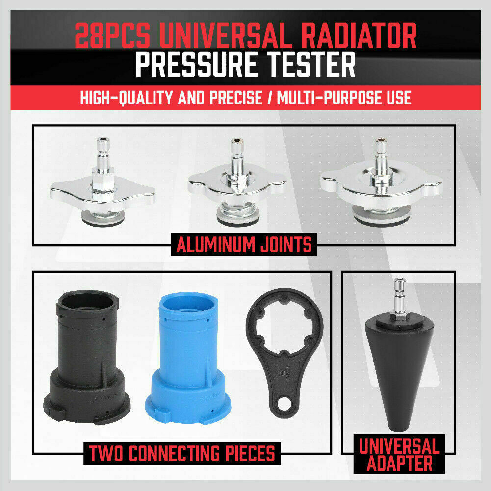 28Pc Radiator Pressure Test Set Cooling System Leaking Check Refill Vacuum Tool-copy