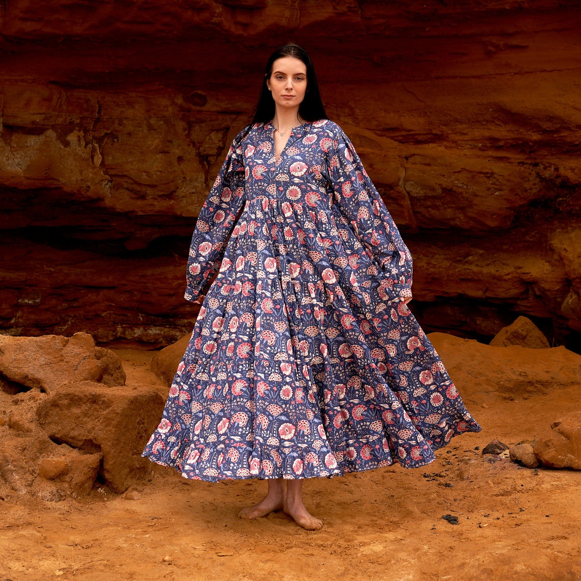 Update Cotton Maxi Dress Summer Dress Boho dress Gift for her Long Boho Dress Women Kimono Wrap Dress Valentine Mothers Day Christmas - SM-copy