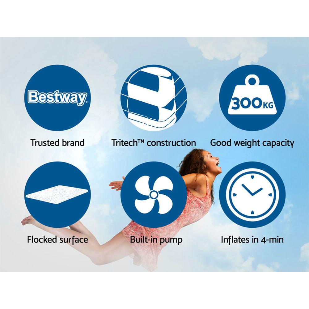 Bestway Air Bed Beds Mattress Premium Inflatable Built-in Pump Queen Size-copy