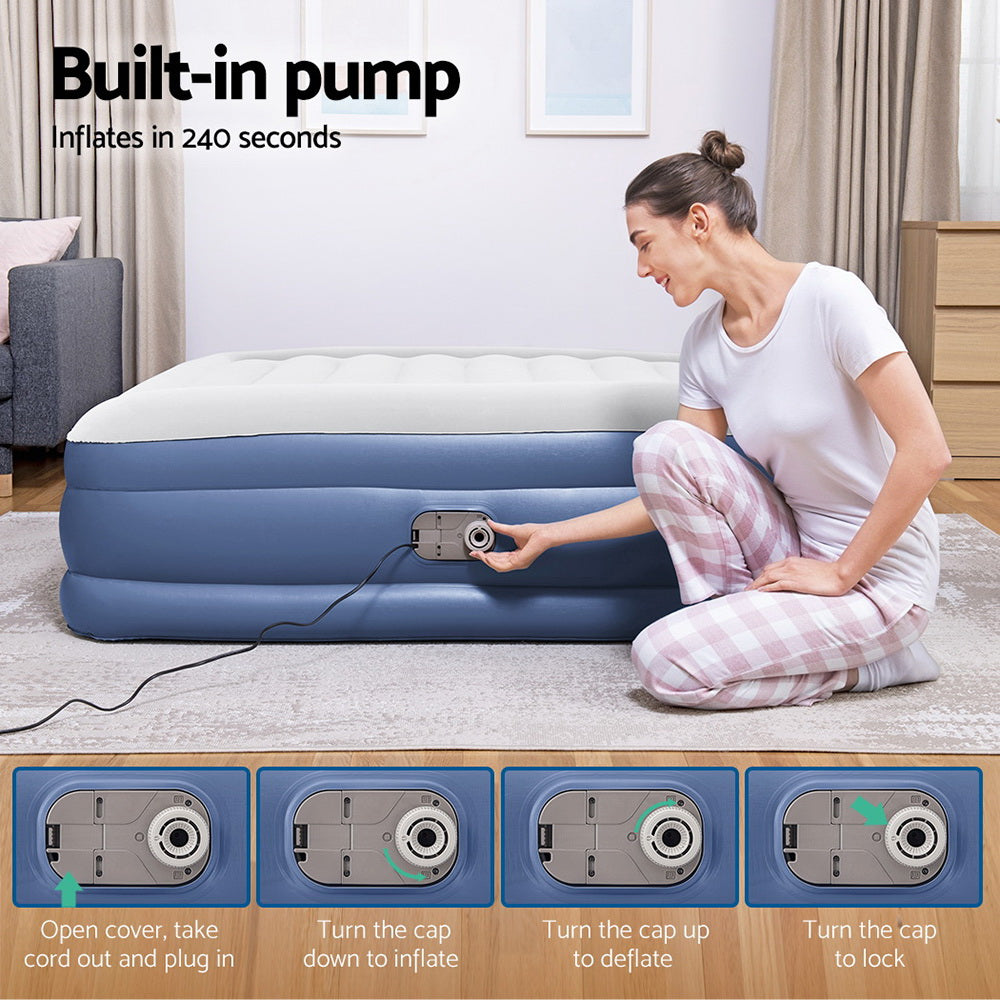 Bestway Air Mattress Queen Inflatable Bed 46cm Airbed Blue-copy