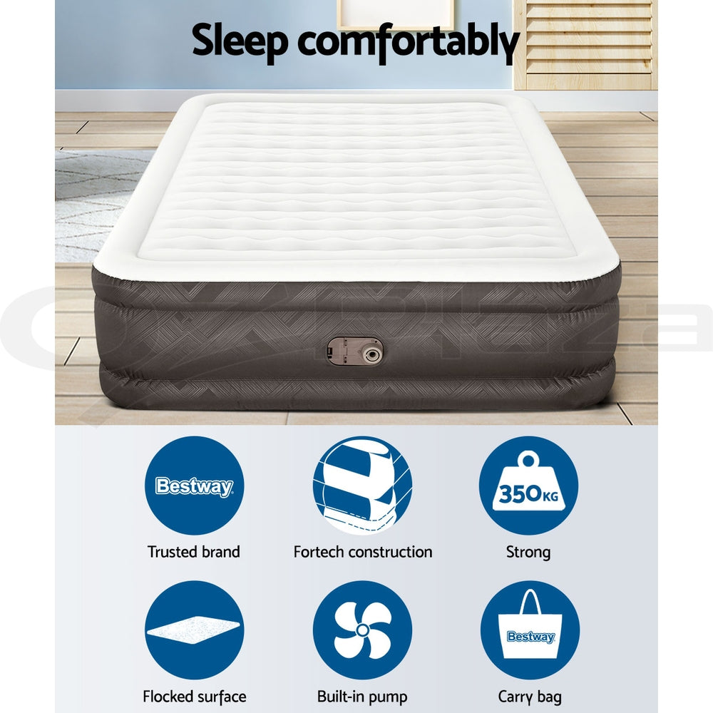 Bestway Air Mattress Queen Inflatable Bed 46cm Airbed Grey-copy