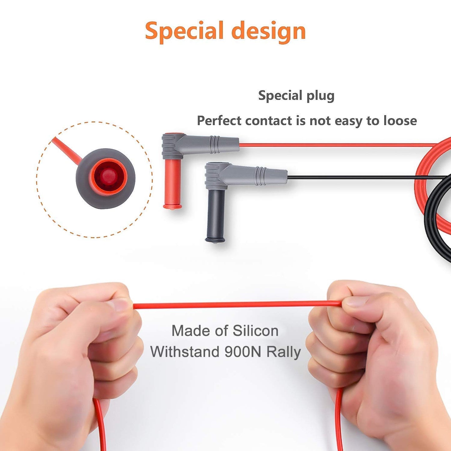 KAIWEETS Soft Silicone Electrician Test Leads Kit CAT III 1000V  CAT IV 600V with Alligator Clips and Needle Probe for FlukeAstroAIINNOVA Multimeter Electronic Clamp Meter 9PCS-copy