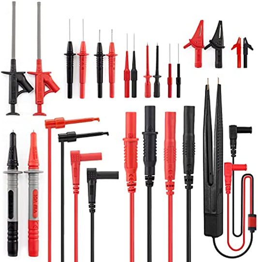 KAIWEETS 23PCS Multimeter Test Leads Kit with Replaceable Precision Probes Set and Alligator Clips, Test Probes, Test Hook, Flexible Wires Professional Kit General Use for Digital Electrical Testing-copy