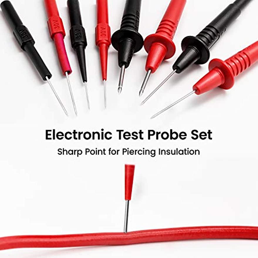 KAIWEETS 23PCS Multimeter Test Leads Kit with Replaceable Precision Probes Set and Alligator Clips, Test Probes, Test Hook, Flexible Wires Professional Kit General Use for Digital Electrical Testing-copy