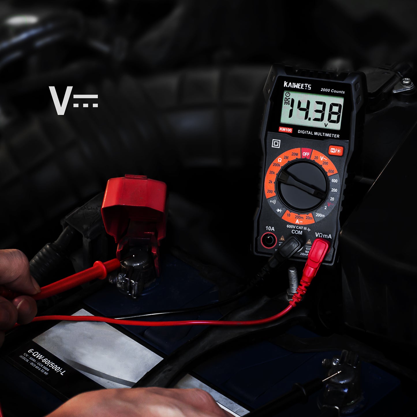 KAIWEETS Digital Multimeter with Case, DC AC Voltmeter, Ohm Volt Amp Test Meter and Continuity Test Diode Voltage Tester for Household Outlet, Automotive Battery Test Anti-Burn with Double Fuses-copy