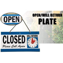 Load image into Gallery viewer, Open - Closed Will Return Sign Business Shop Door Restaurant Hand Crafted Clock-copy