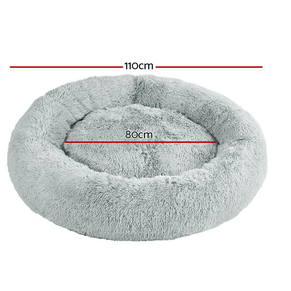 i.Pet Pet Bed Dog Cat 110cm Calming Extra Large Soft Plush Light Grey-copy