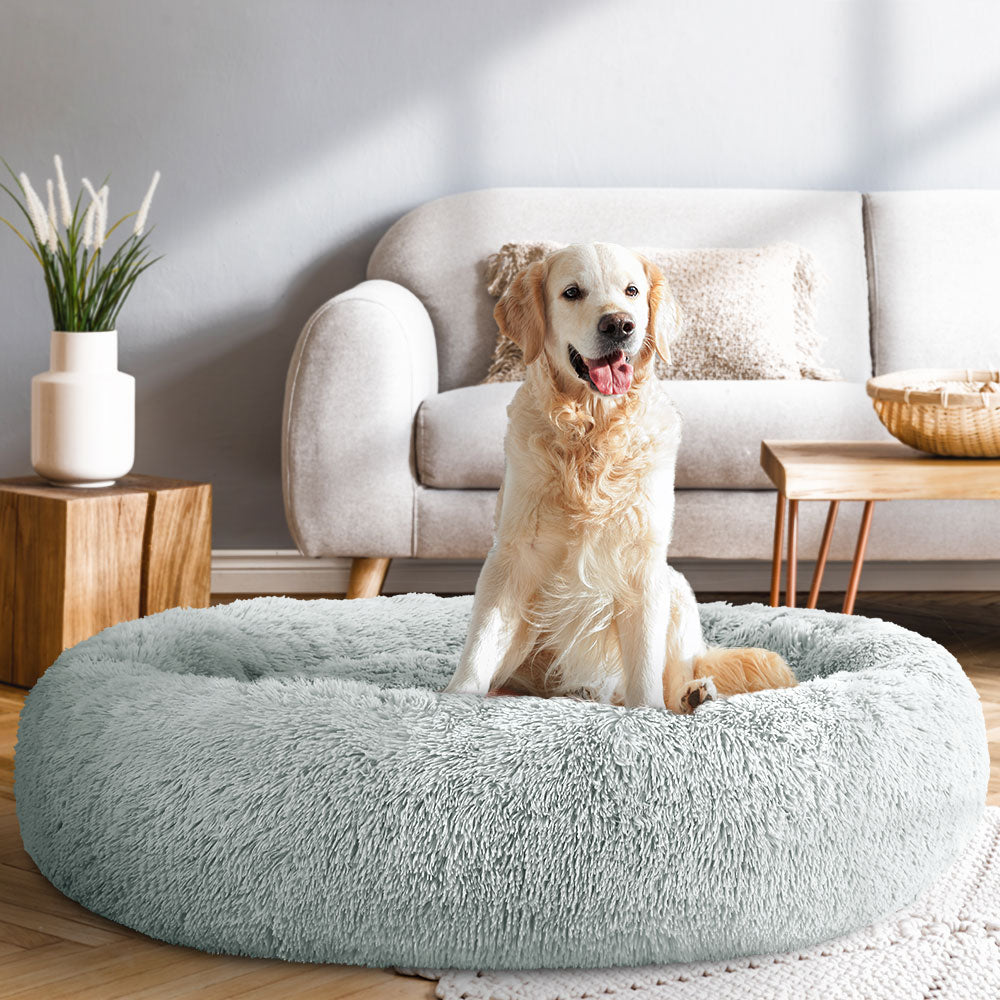 i.Pet Pet Bed Dog Cat 110cm Calming Extra Large Soft Plush Light Grey-copy