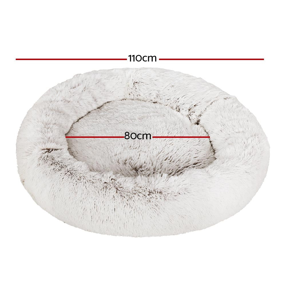 i.Pet Pet Bed Dog Cat 110cm Calming Extra Large Soft Plush White Brown-copy