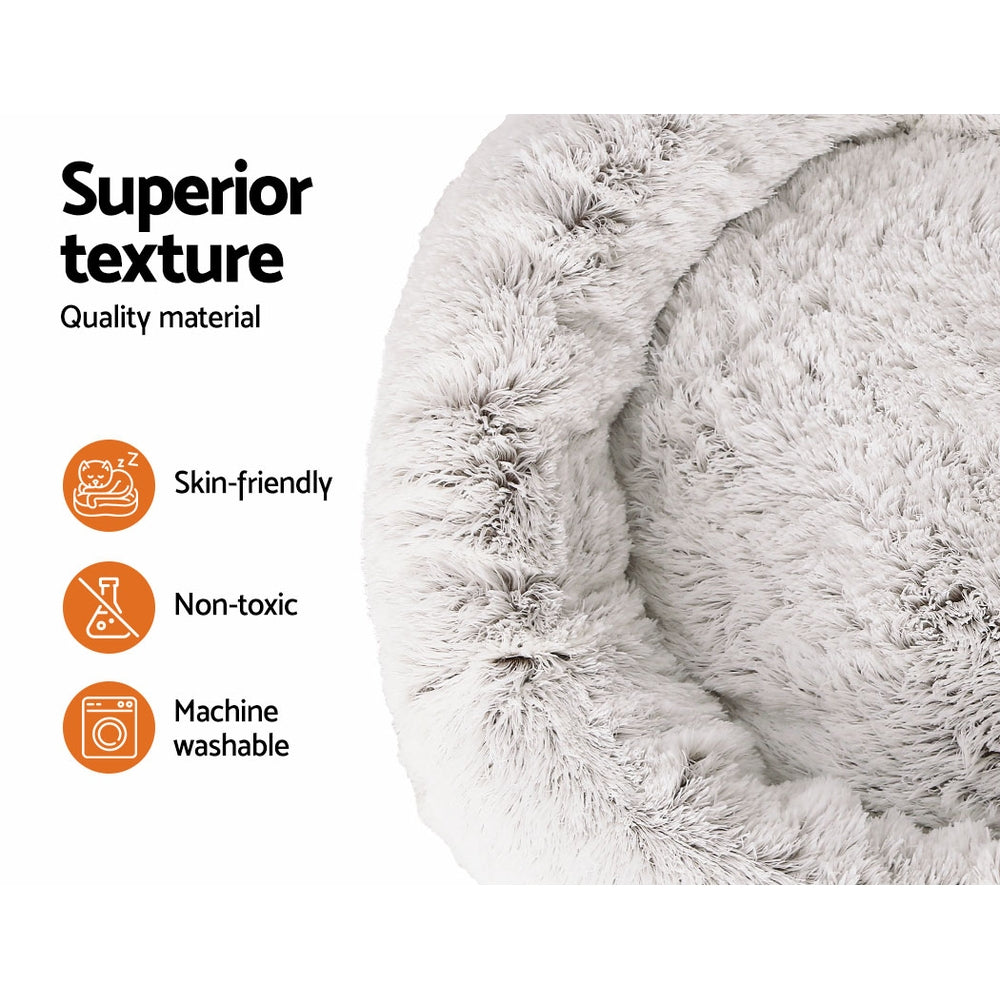 i.Pet Pet Bed Dog Cat 110cm Calming Extra Large Soft Plush White Brown-copy