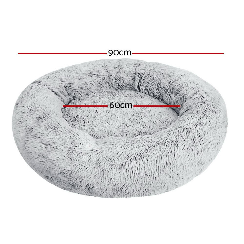 i.Pet Pet Bed Dog Cat 90cm Large Calming Soft Plush Light Charcoal-copy