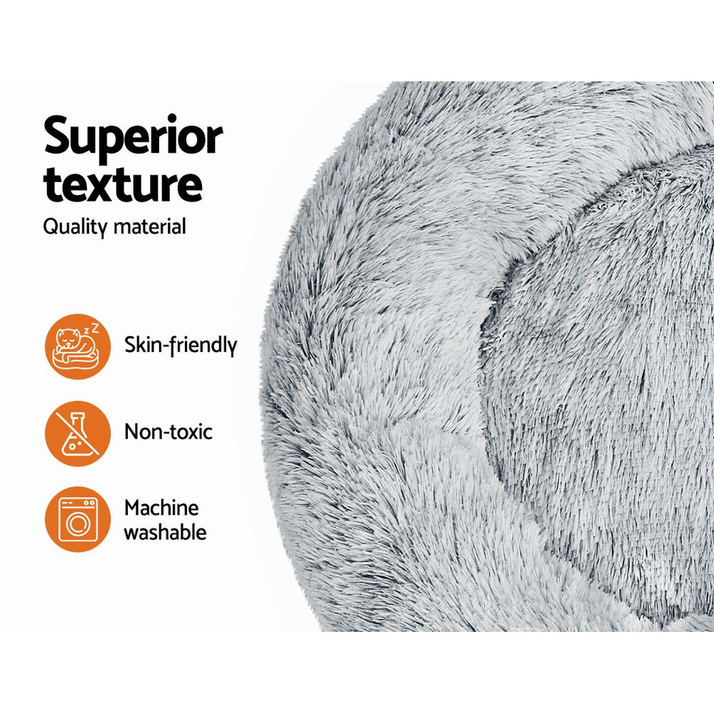 i.Pet Pet Bed Dog Cat 90cm Large Calming Soft Plush Light Charcoal-copy