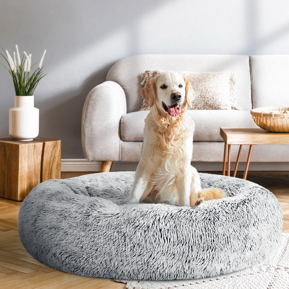 i.Pet Pet Bed Dog Cat 90cm Large Calming Soft Plush Light Charcoal-copy