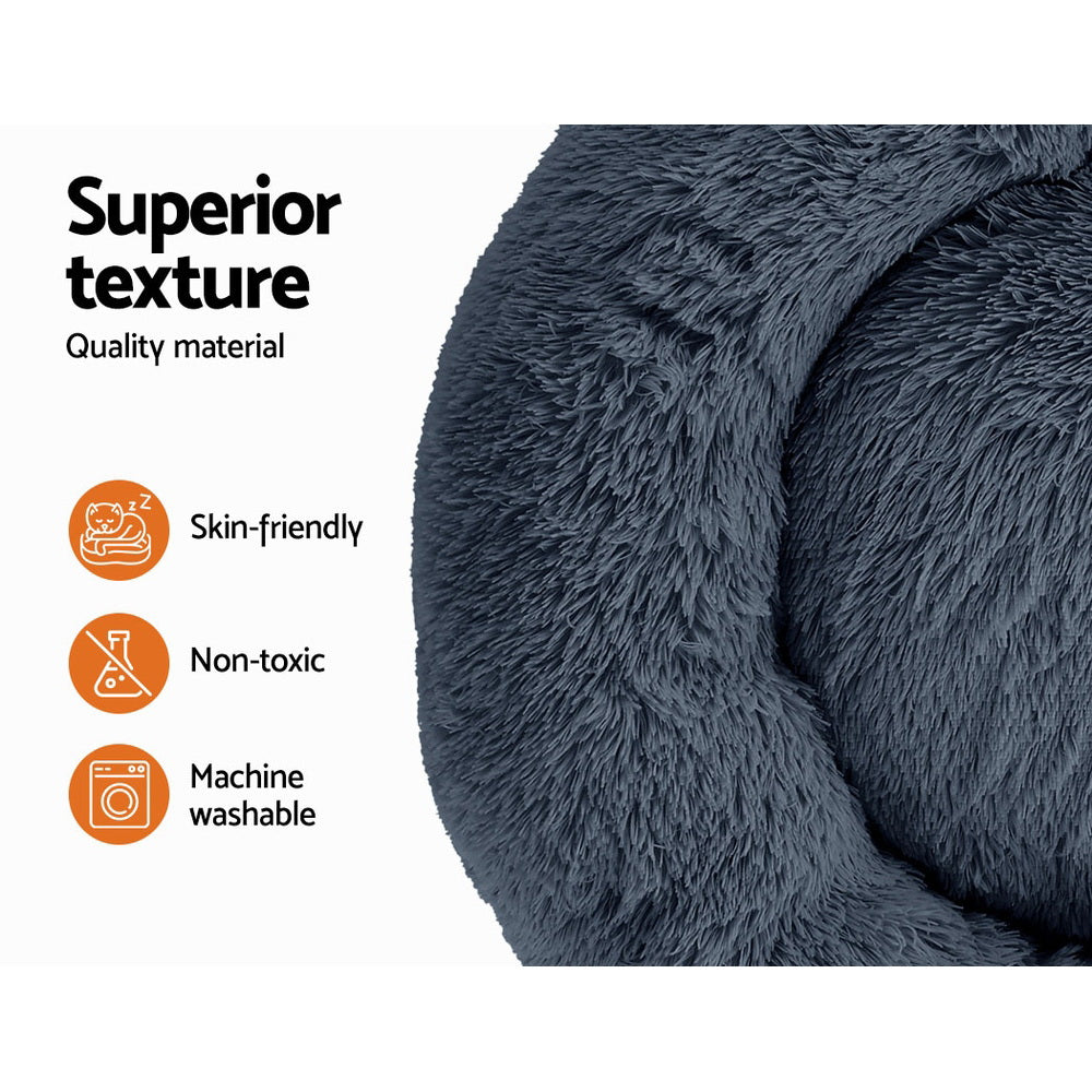 i.Pet Pet Bed Dog Cat 90cm Large Calming Soft Plush Bed Dark Grey-copy