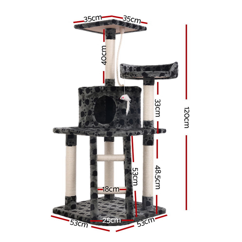 i.Pet Cat Tree 120cm Tower Scratching Post Scratcher Trees Bed Wood Condo Toys Bed-copy