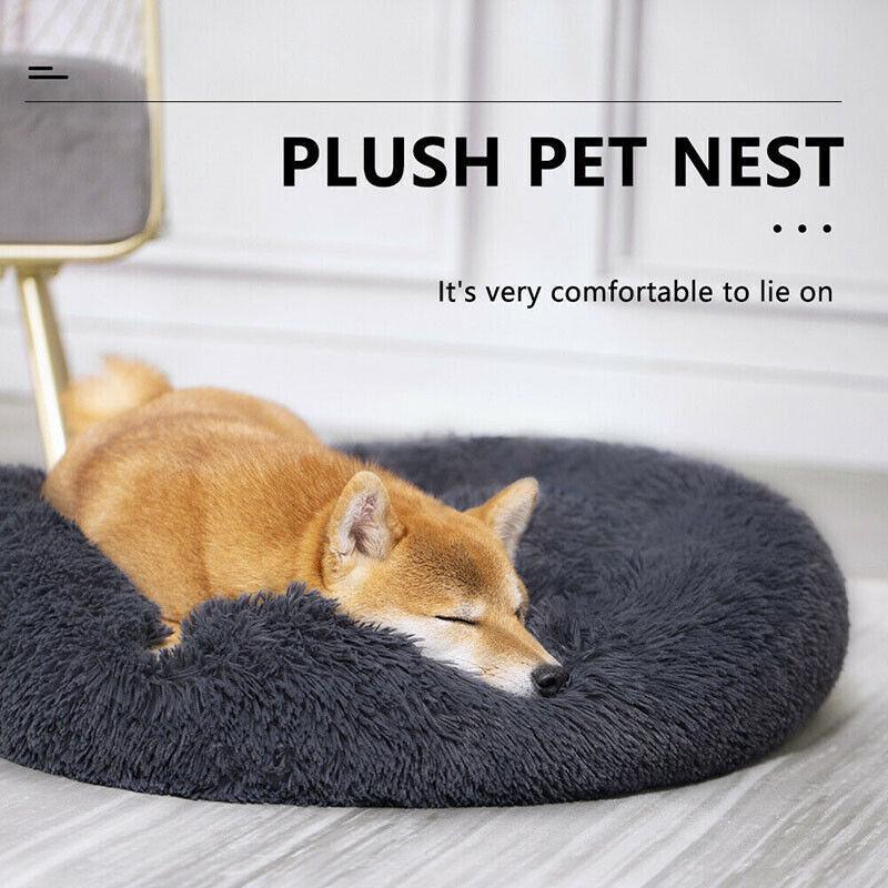 Cat Bed Pet Bed Dog Donut Nest Calming Deep Sleeping Soft Plush Kennel Washable-copy