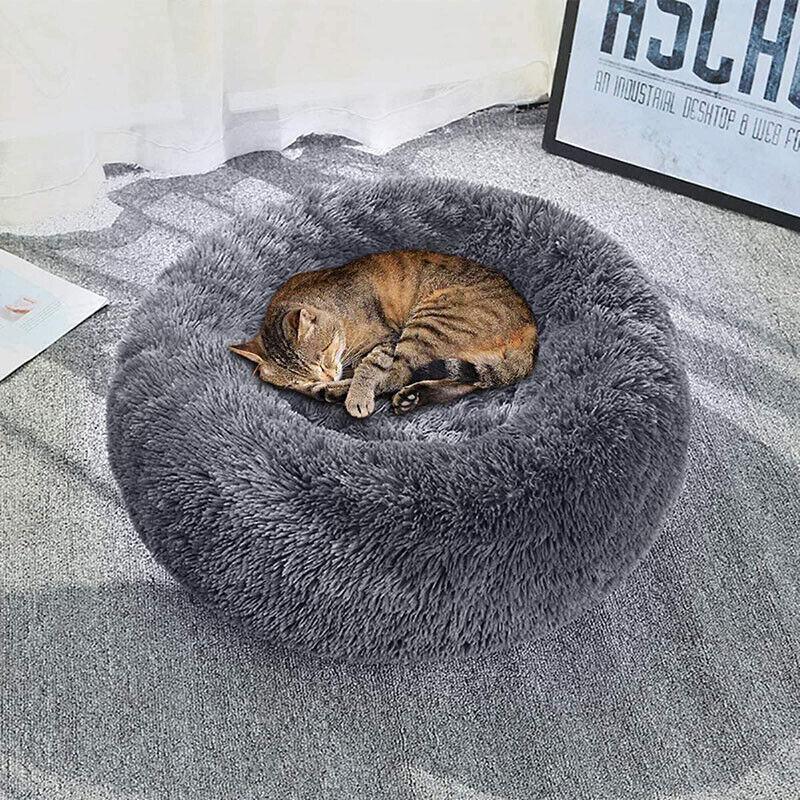 Cat Bed Pet Bed Dog Donut Nest Calming Deep Sleeping Soft Plush Kennel Washable-copy
