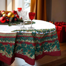 Load image into Gallery viewer, Holly White Christmas Festival Printed Oval Tablecloth 152 x 213 cm