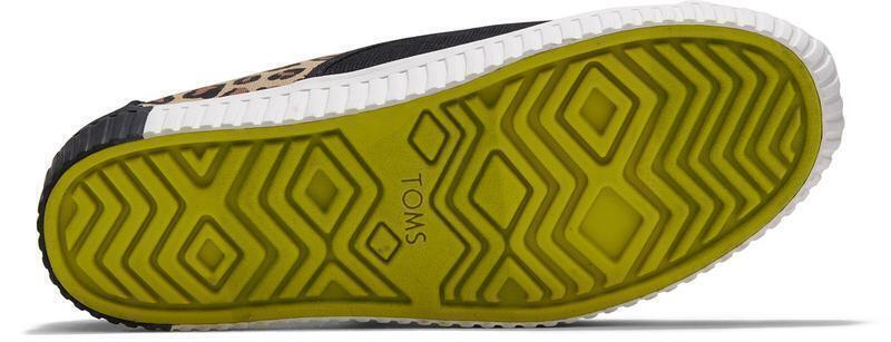 TOMS Womens Casual Canvas Shoes Sneakers Flats Low Cut - Black/Leopard - US Women 10