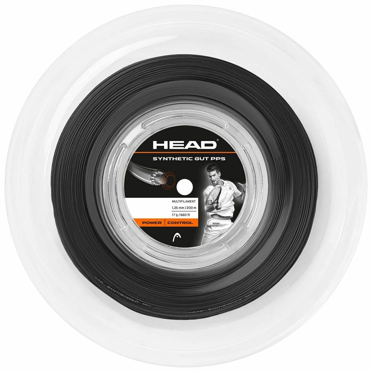 Head Synthetic Gut PPS 16g Tennis String Reel 200m 1.30mm Power Control - Black