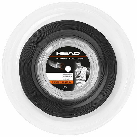 Head Synthetic Gut PPS 16g Tennis String Reel 200m 1.30mm Power Control - Black