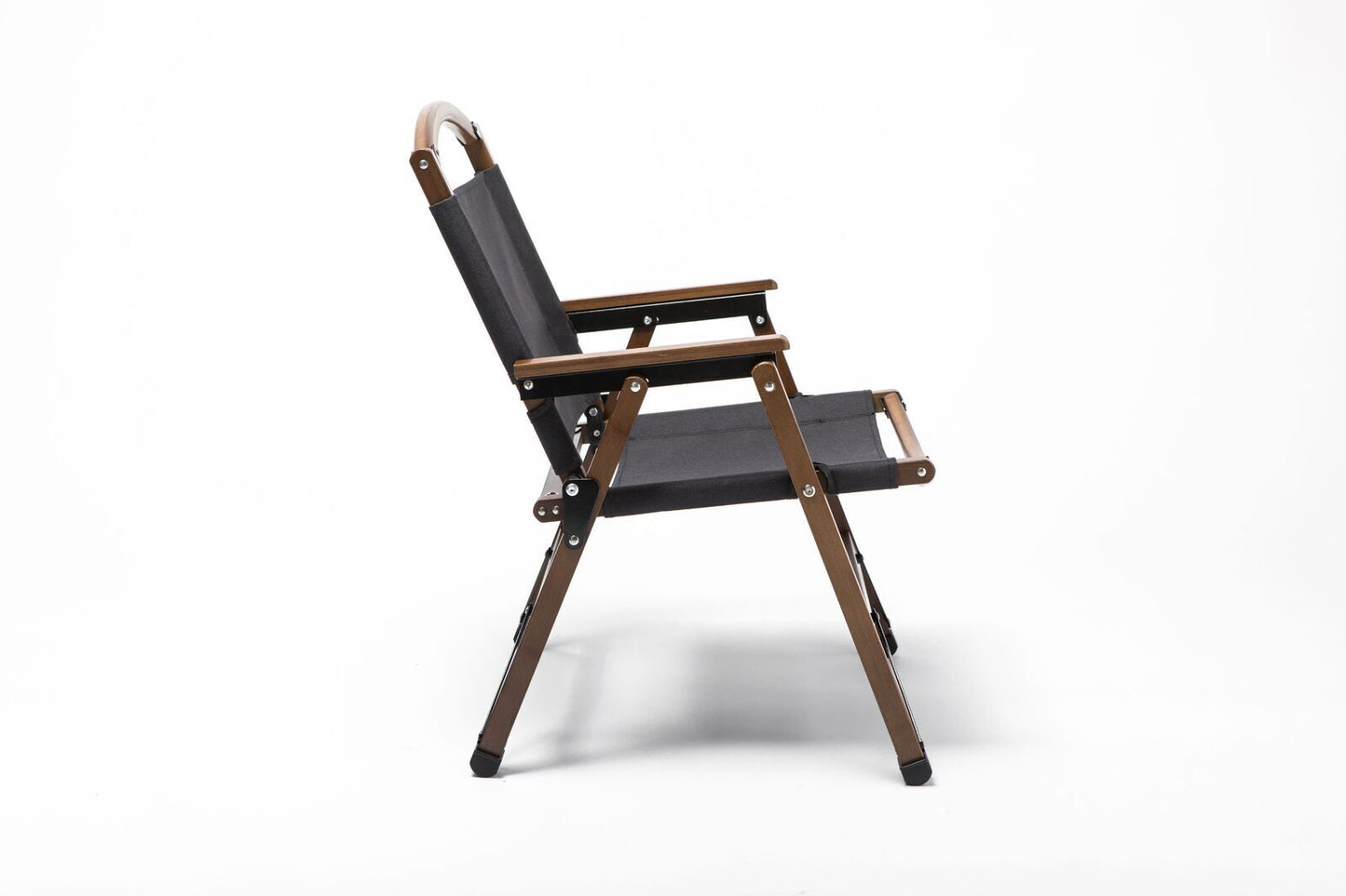 4x Bamboo Canvas Foldable Outdoor Camping Chair Wooden Travel Picnic Park - Black