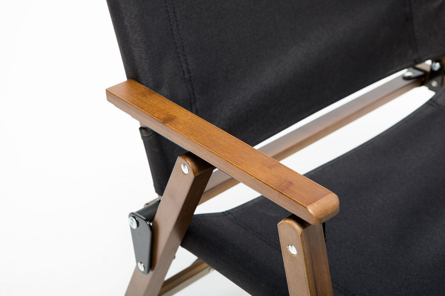 4x Bamboo Canvas Foldable Outdoor Camping Chair Wooden Travel Picnic Park - Black