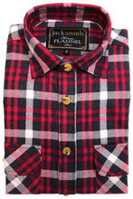 Load image into Gallery viewer, Mens Half Placket Flannelette Long Sleeve Pullover Shirt 100% Cotton Check Authentic Flannel - Red - M