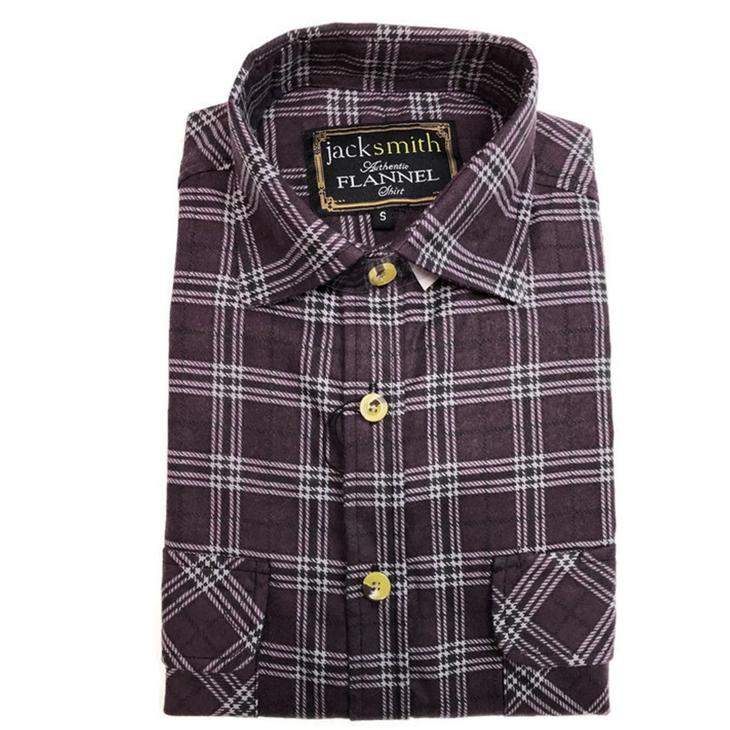 Mens Half Placket Flannelette Long Sleeve Pullover Shirt 100% Cotton Check Authentic Flannel  - White/Blue Denim - L
