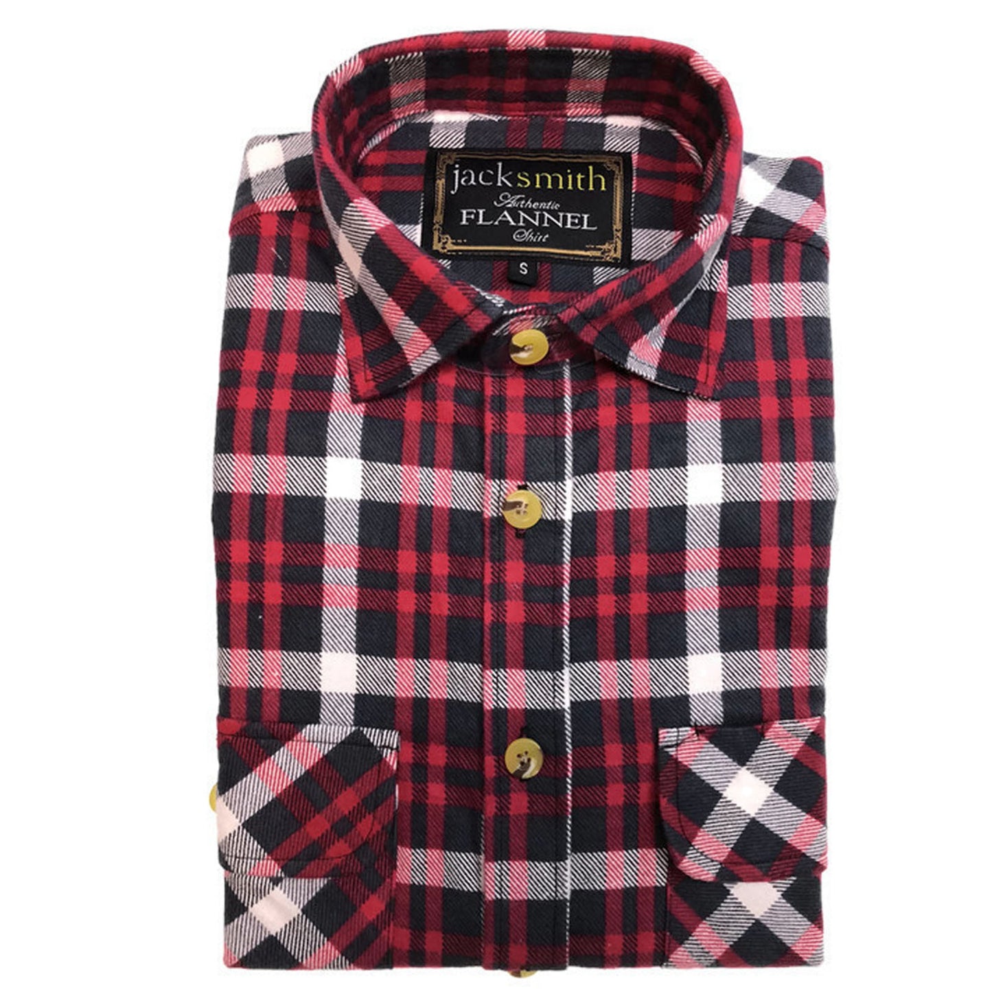 Mens Half Placket Flannelette Long Sleeve Pullover Shirt 100% Cotton Check Authentic Flannel  - White/Blue Denim - M