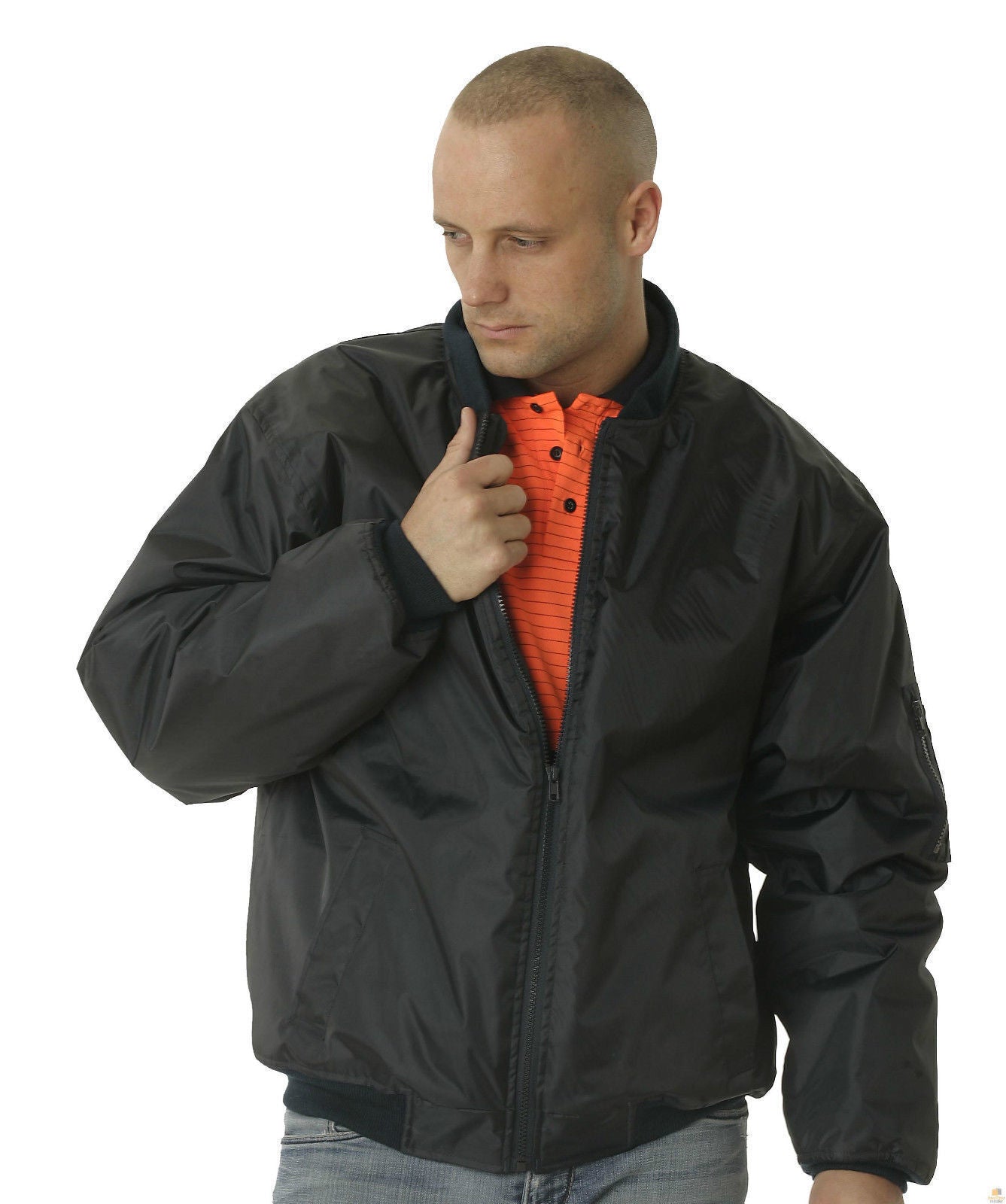 HUSKI Mens Quilted Combat Bomber Waterproof Jacket Windproof Workwear Coat - Black - 5XL