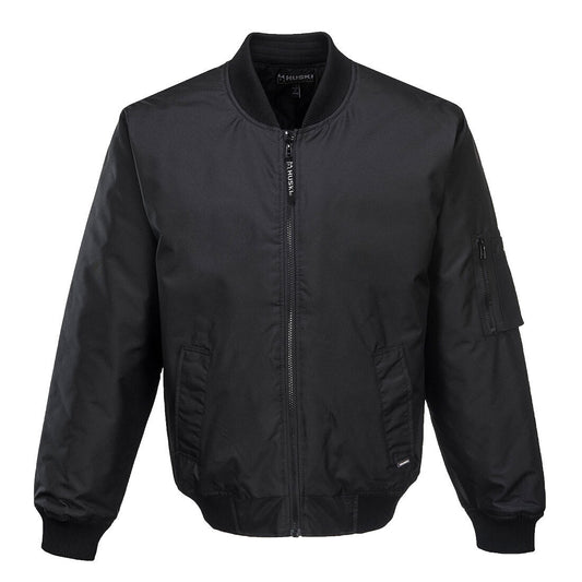 HUSKI Mens Quilted Combat Bomber Waterproof Jacket Windproof Workwear Coat - Black - L