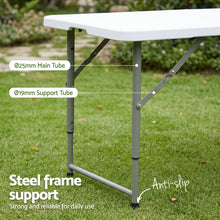 Load image into Gallery viewer, Gardeon 123cm Folding Table Portable Fold-in-Half with Handle Camping Picnic Adjustable Height
