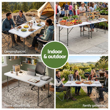 Load image into Gallery viewer, Gardeon 123cm Folding Table Portable Fold-in-Half with Handle Camping Picnic Adjustable Height
