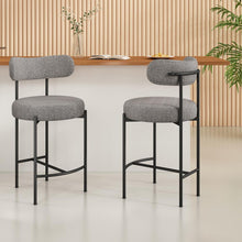 Load image into Gallery viewer, Contemporary Grey Boucle Elsa Low Bar Stools
