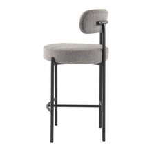Load image into Gallery viewer, Contemporary Grey Boucle Elsa Low Bar Stools
