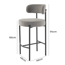 Load image into Gallery viewer, Contemporary Grey Boucle Elsa Low Bar Stools
