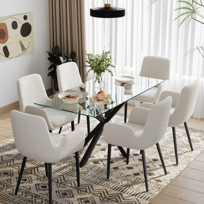 Teddy Fabric Bliss Armrest Dining Chair Ensemble