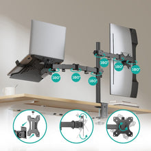 Load image into Gallery viewer, activiva Dual-Screen Articulating Monitor Arm with Interchangeable Laptop Holder
